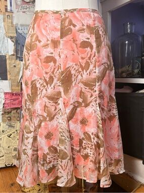 Apt. 9 Pink Brown Floral Midi Skirt